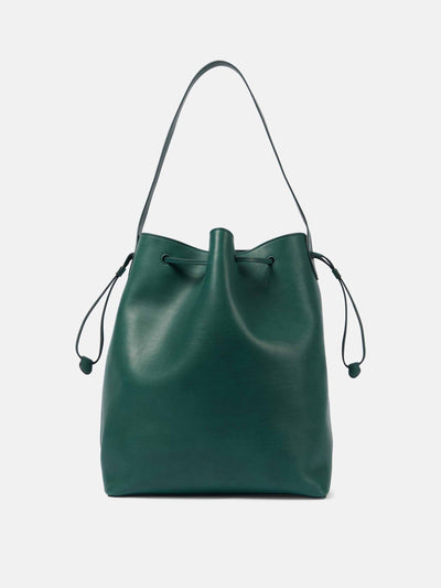 The Row Belvedere leather bucket bag at Collagerie