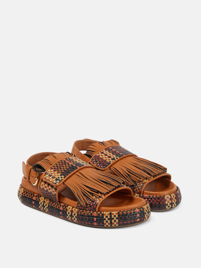 Ulla Johnson Fringed woven leather sandals at Collagerie