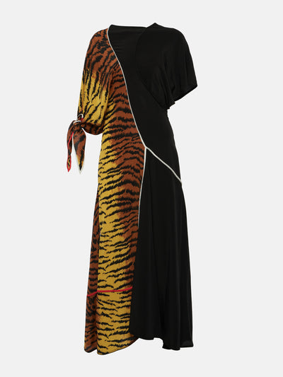 Victoria Beckham Asymmetric animal-print silk maxi dress at Collagerie