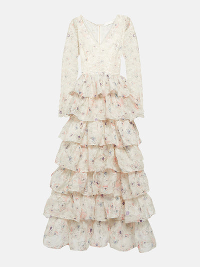 Zimmermann Halliday ruffled tiered cotton gown at Collagerie