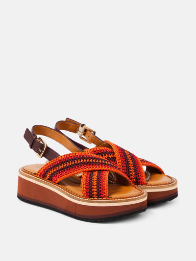 Clergerie Faden leather-trimmed crochet sandals at Collagerie