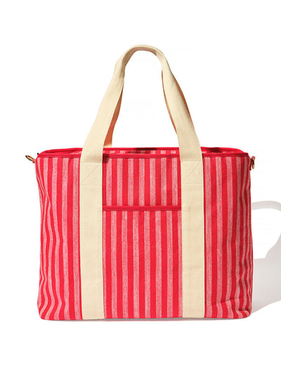 Not Another Bill Pink striped canvas cooler bag at Collagerie