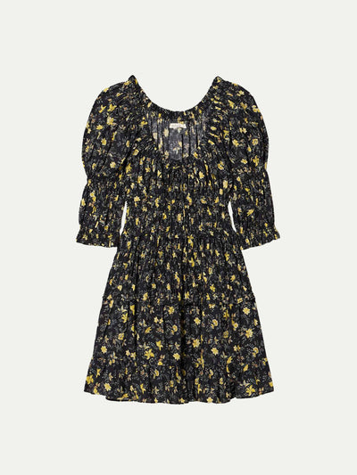 Dôen Ismene shirred floral-print organic cotton-blend voile mini dress at Collagerie