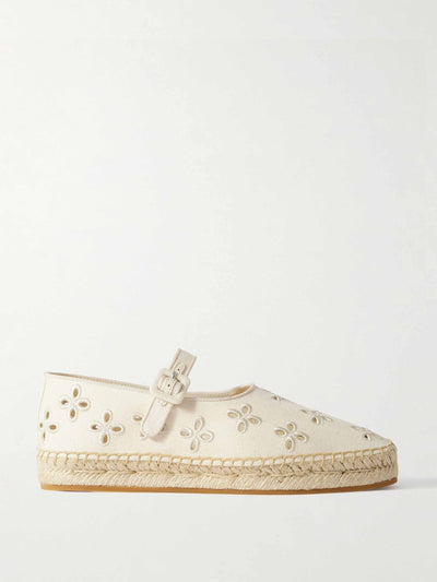 Loeffler Randall Clover grosgrain-trimmed and broderie anglaise canvas espadrilles at Collagerie