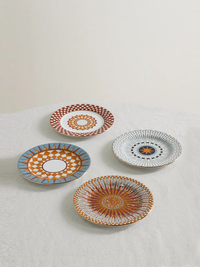 La DoubleJ Gold-plated porcelain dessert plates (set of 4) at Collagerie