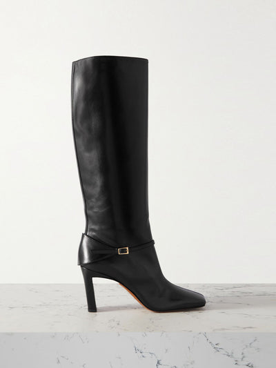 Wandler Isa buckled glossed-leather knee boots at Collagerie