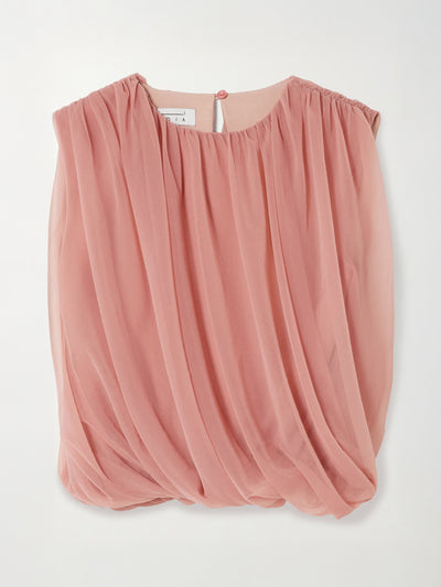Abadia Gathered chiffon top at Collagerie
