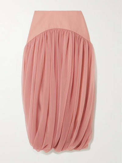 Abadia Paneled gathered twill and chiffon maxi skirt at Collagerie