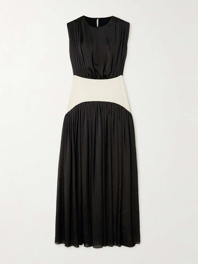 Abadia Suri paneled twill and crinkled-voile maxi dress at Collagerie