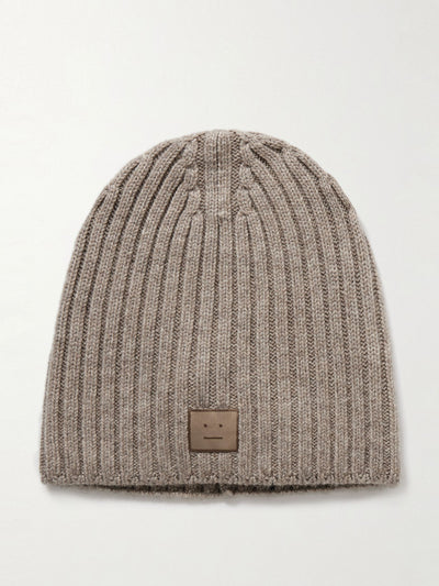 Acne Studios Appliquéd ribbed wool beanie at Collagerie