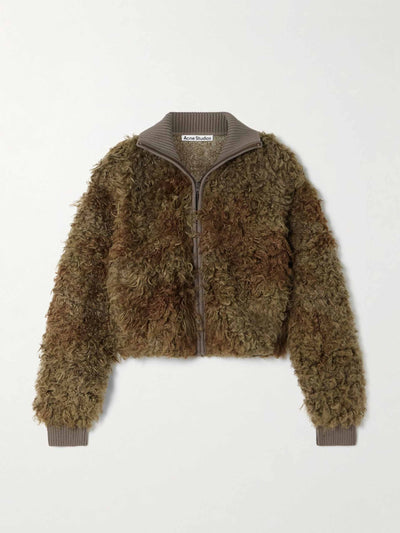 Acne Studios Knit-trimmed faux shearling jacket at Collagerie