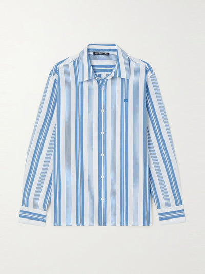 Acne Studios + Net Sustain Blue striped organic cotton-poplin shirt at Collagerie