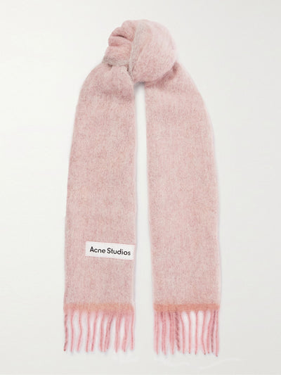 Acne Studios Fringed knitted scarf at Collagerie