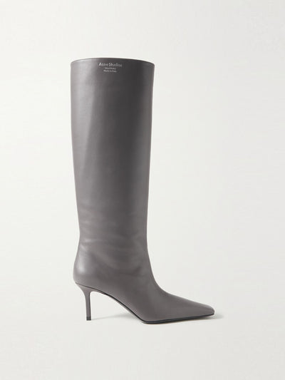 Acne Studios Grey leather knee-high boots at Collagerie