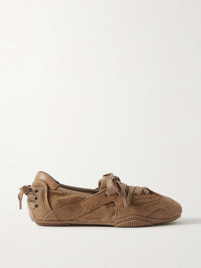 Acne Studios Leather-trimmed paneled suede sneakers at Collagerie