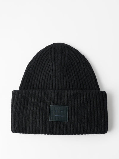 Acne Studios Pansy Face-patch wool beanie at Collagerie