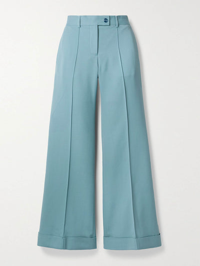 Acne Studios + Net Sustain Blue pintucked flared trousers at Collagerie