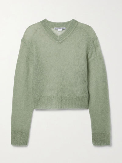 Acne Studios Cropped open-knit mohair-blend sweater at Collagerie