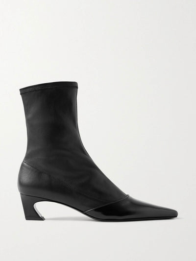 Acne Studios Black patent-trimmed leather ankle boots at Collagerie