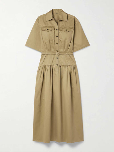 Adam Lippes Edie belted cotton-twill midi shirt dress at Collagerie