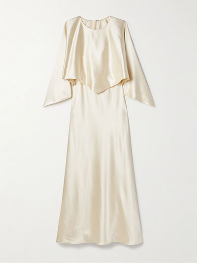 Adam Lippes Larys layered asymmetric cape-effect silk-charmeuse maxi dress at Collagerie
