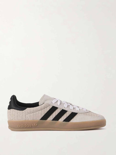 Adidas Originals Gazelle Indoor suede, grosgrain and leather-trimmed raffia sneakers at Collagerie