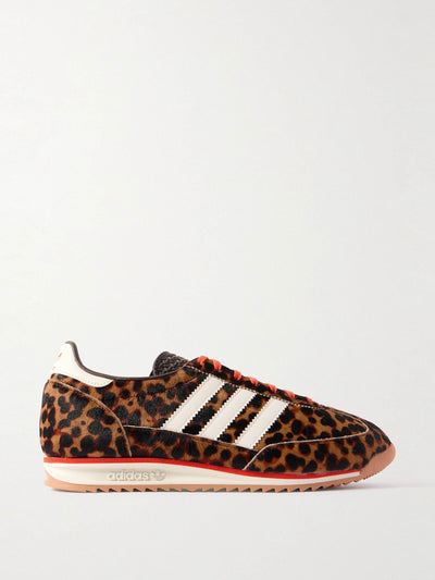 Adidas Originals SL 72 OG leather-trimmed leopard-print pony hair sneakers at Collagerie