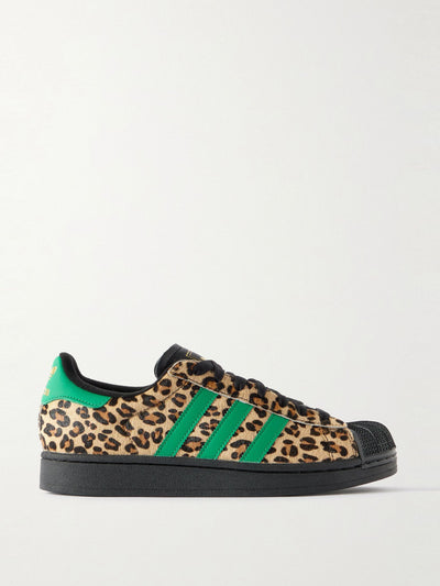 Adidas Originals Superstar II leather-trimmed leopard-print calf hair sneakers at Collagerie