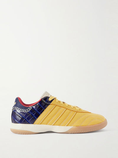 Adidas Originals X Wales Bonner Samba Millennium paneled suede and croc-effect leather sneakers at Collagerie