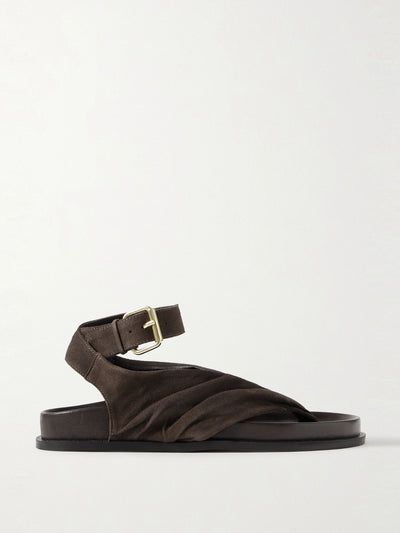 A.Emery Mantei ruched suede and leather sandals at Collagerie
