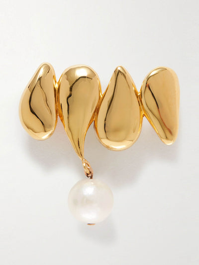 Agmes Joy gold vermeil pearl brooch at Collagerie