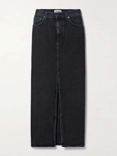 Agolde + Net Sustain Black organic denim maxi skirt at Collagerie