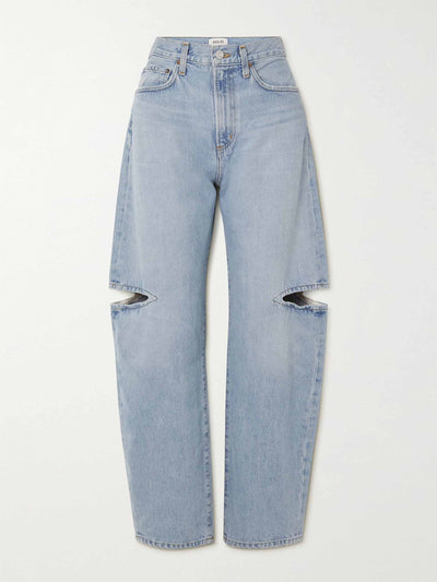 Agolde Sanna Slice cutout high-rise tapered organic jeans at Collagerie