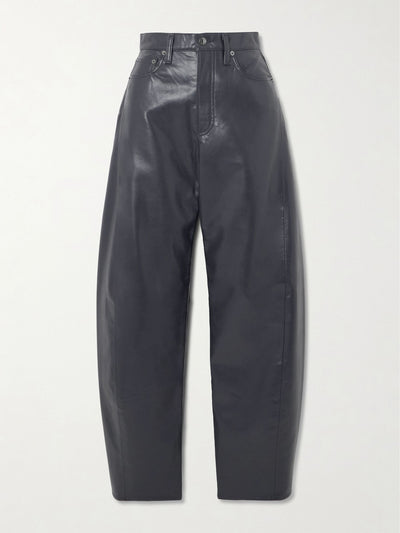 Agolde Luna Pieced recycled leather-blend barrel-leg pants at Collagerie