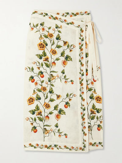 Agua By Agua Bendita Luna floral-print linen midi wrap pareo at Collagerie