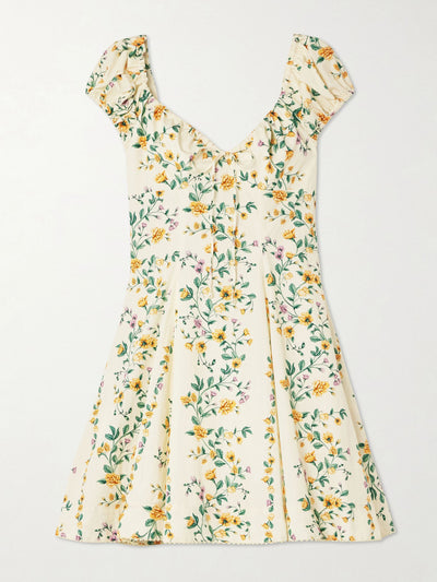 Agua By Agua Bendita Mati Chinesis floral-print pleated cotton mini dress at Collagerie