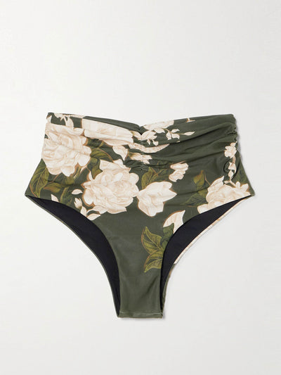Agua By Agua Bendita Vaiven Gardenia gathered floral-print recycled bikini briefs at Collagerie