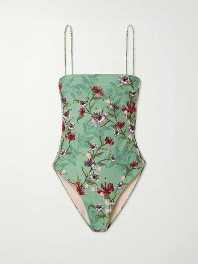 Agua By Agua Bendita Durazno Honeysuckle embroidered floral-print recycled swimsuit at Collagerie