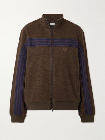 Aimé Leon Dore Striped herringbone wool and cotton-blend track jacket at Collagerie