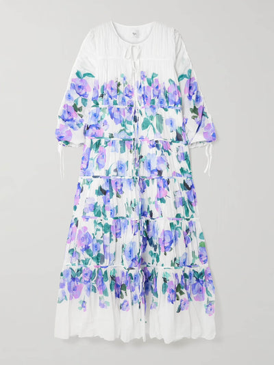 Aje Clover tie-detailed tiered floral-print cotton-voile maxi dress at Collagerie