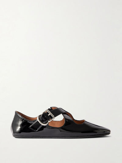 Alaïa Criss Cross patent-leather ballet flats at Collagerie