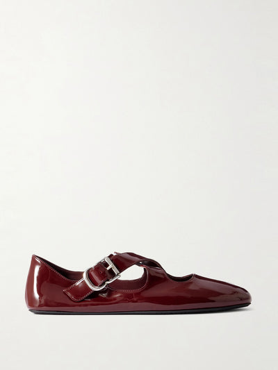 Alaïa Criss Cross patent-leather ballet flats at Collagerie