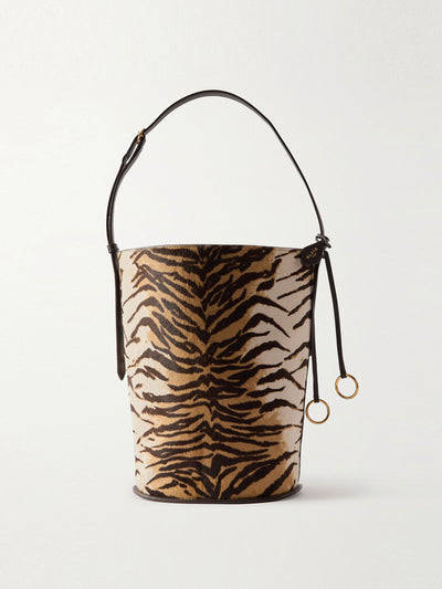 Alaïa Hip small leather-trimmed tiger-print calf hair tote at Collagerie