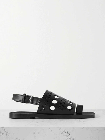 Alaïa Black laser-cut leather slingback sandals at Collagerie