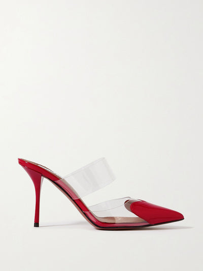 Alaïa Cœur 90 PU and patent-leather mules at Collagerie