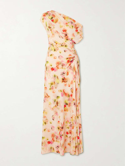 A.L.C. Poppy one-shoulder ruched printed stretch-silk gown at Collagerie