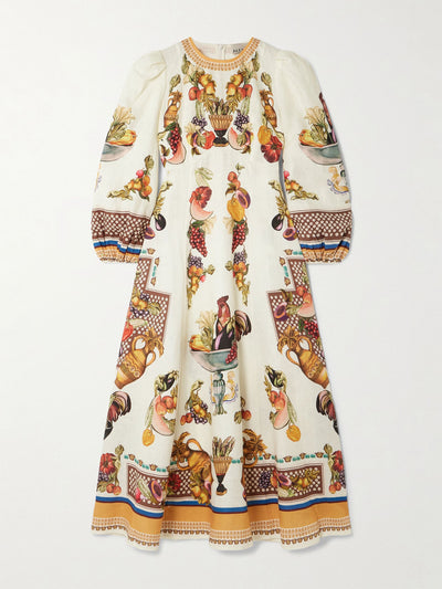Alémais Mercado printed linen midi dress at Collagerie