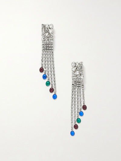 Alessandra Rich Silver-tone crystal clip earrings at Collagerie