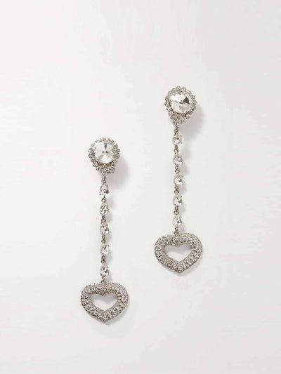 Alessandra Rich Silver-tone crystal clip earrings at Collagerie