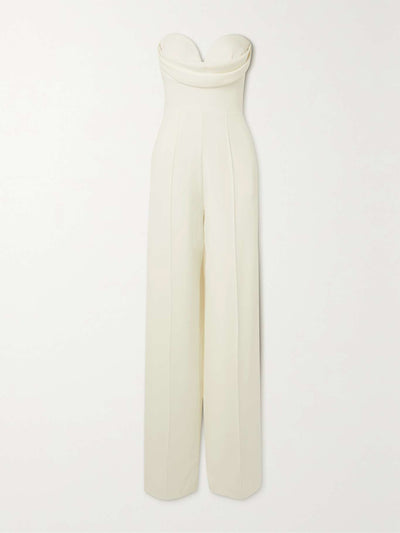 Alex Perry Hayden strapless draped crepe jumpsuit at Collagerie